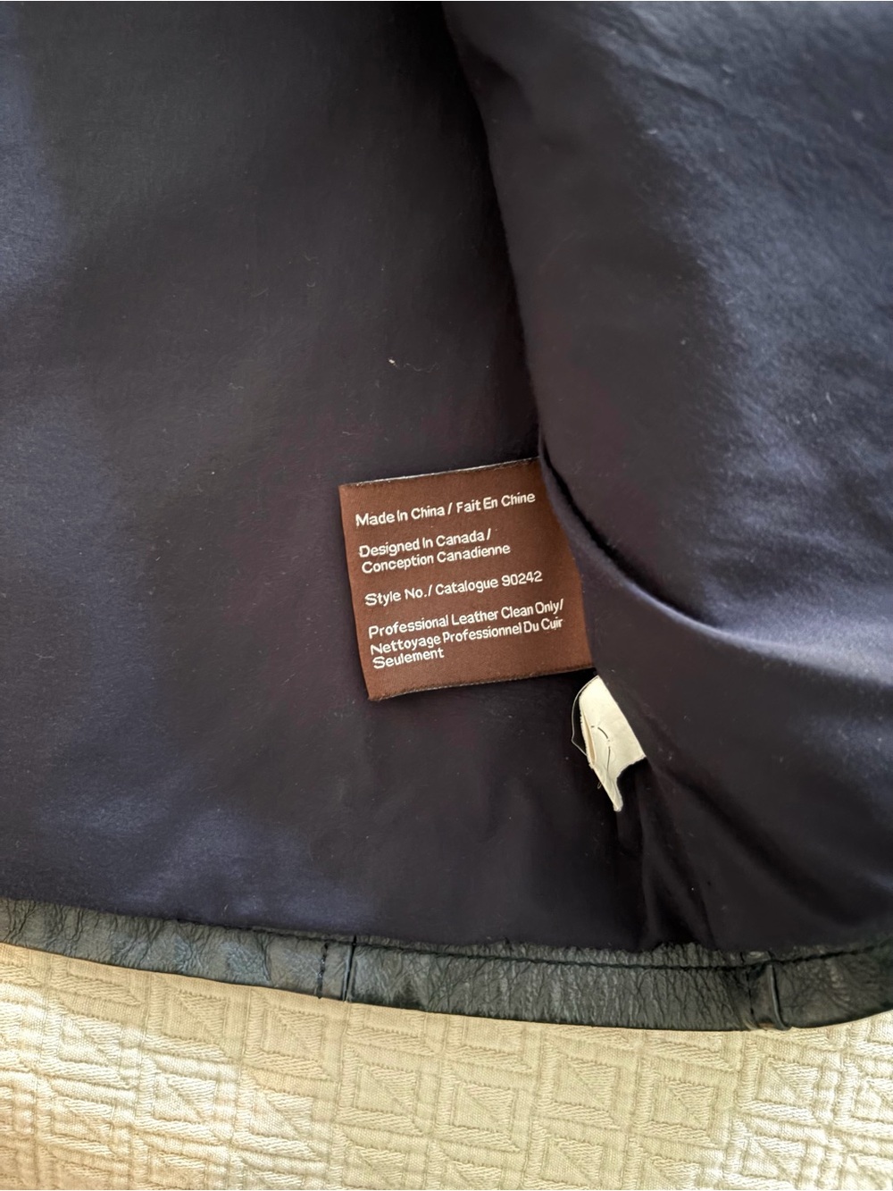 Men’s leather navy blue jacket extra small - Picture 5 of 5